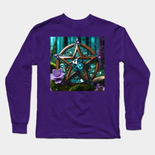 Crystal Wooden Pentacle Long Sleeve T-Shirt